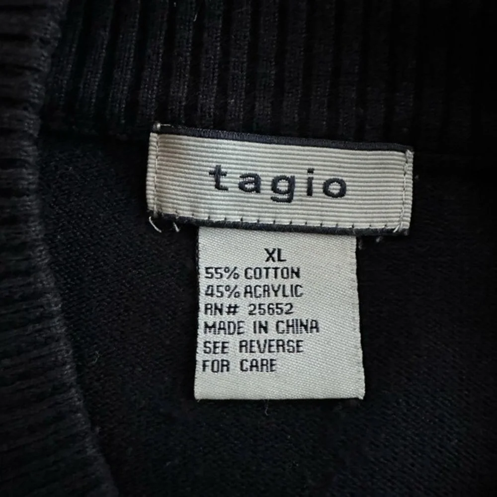 Tagio Men's Black White Grey Textured Pattern Sweater XL Cotton Acrylic VG